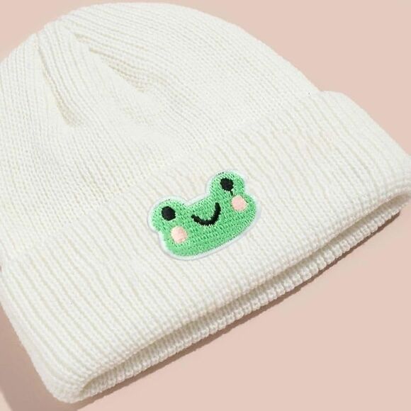 Frog Embroidered Knit Beanie Hat - Picture 2 of 2